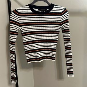 Striped long sleeved crop top